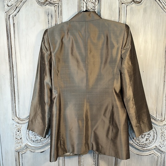 Linda Allard Ellen Tracy 100% Silk Light Sage Green Business Blazer Size 10 - Picture 6 of 11